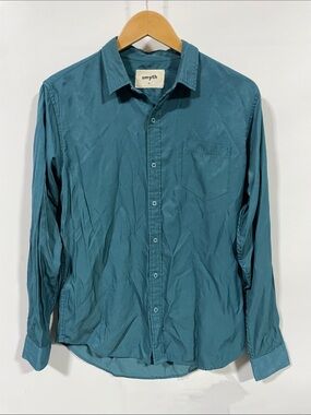 Smythe Teal Long-Sleeve Casual Button-Down Shirt